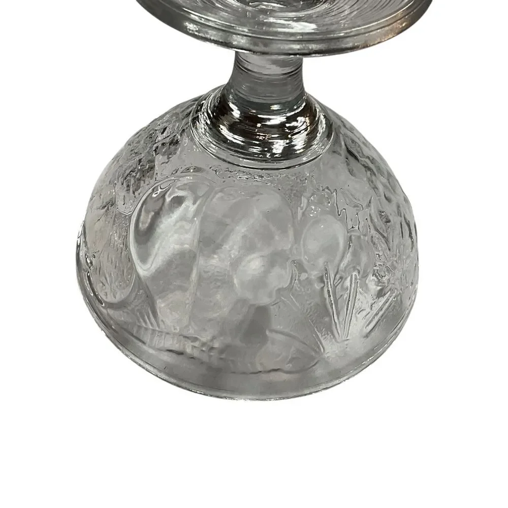 Vintage‎ French France Glass Dessert Coupe Champagne Clear Floral Embossed Set 2